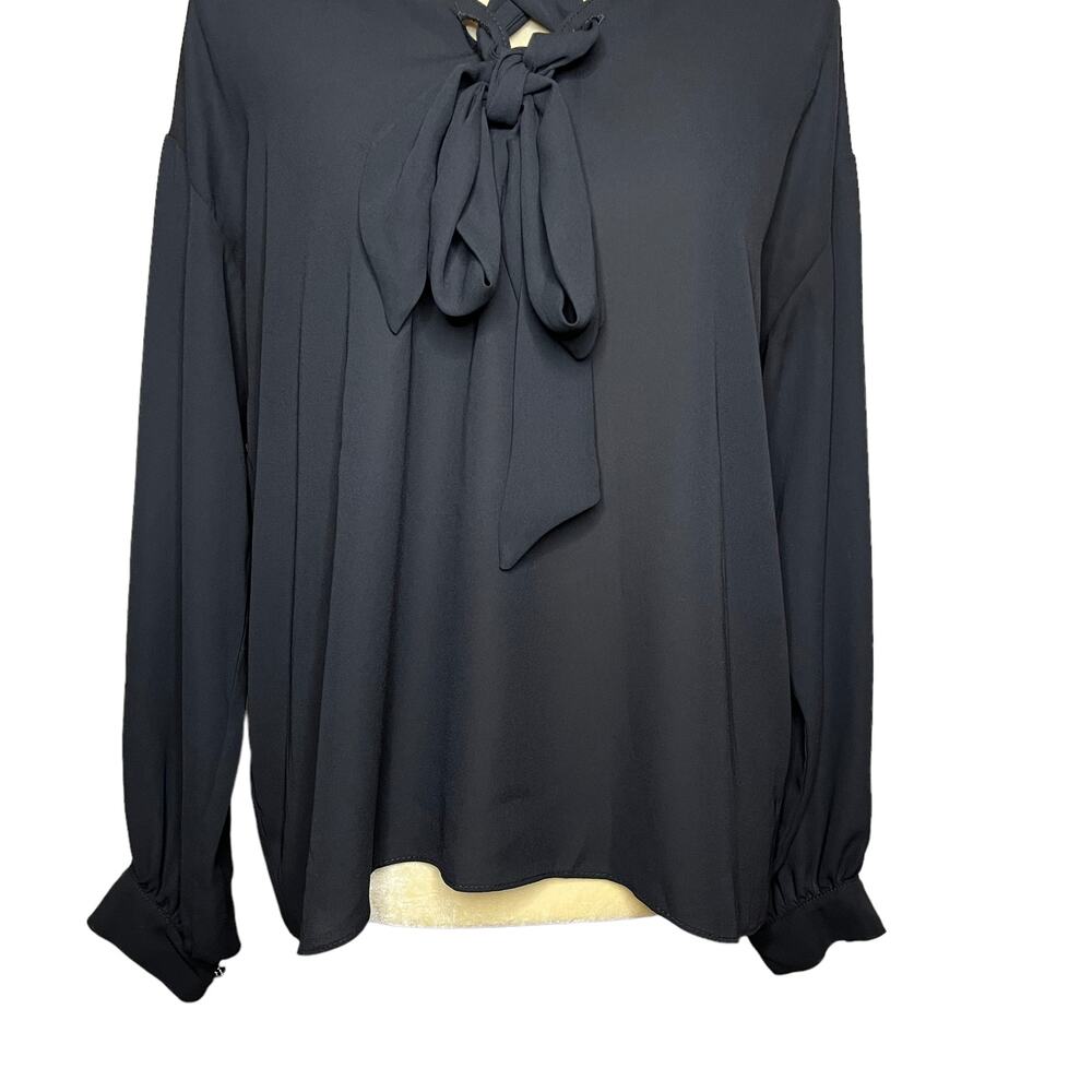 Joseph Ribkoff Black Long Sleeve Blouse Top Bow Neck EUC Size 6 - Picture 4 of 9